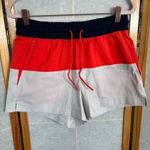 Athleta Oahu Colorblock Shorts Blue Red Coral White‎ Size 4 Board Swim Beach